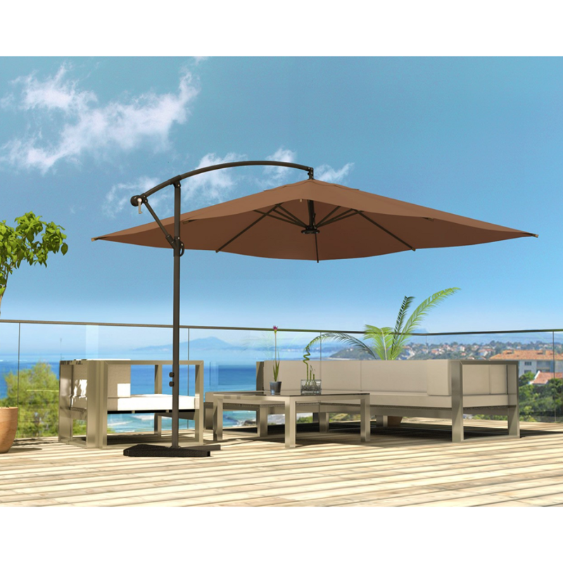 Solenzara parasol déporté led 3 x 3 m chocolat