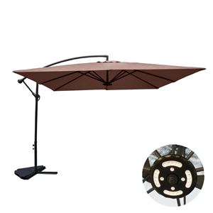Solenzara parasol marron déporté carré 3 x 3 m led