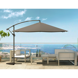 Solenzara - parasol led carré déporté 3x3 gris