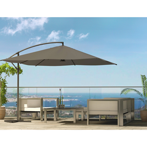Solenzara parasol gris déporté carré 3 x 3 m led
