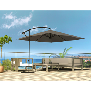 Solenzara parasol gris déporté carré 3 x 3 m led