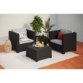 Ankara salon de jardin 2 places effet résine tressée gris