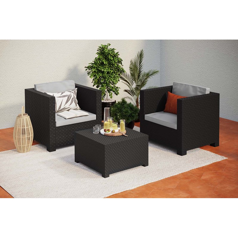 Ankara salon de jardin 2 places effet résine tressée gris