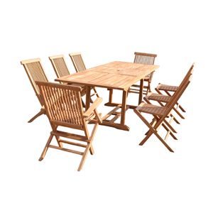 Kajang salon de jardin teck 10 places table rectangulaire 6 chaises 2 fauteuils