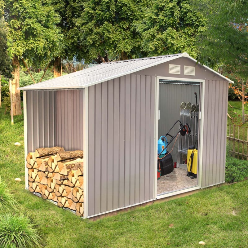 Ventoux abri de jardin avec abri bûches 653 m² en acier gris