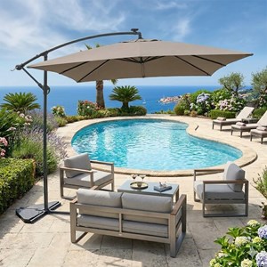 Solenzara parasol ecru déporté carré 3 x 3 m led