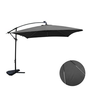 Solenzara parasol néon led déporté 3 x 3 m gris