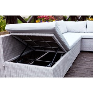 Fidji salon de jardin encastrable 10 places en résine gris-gris