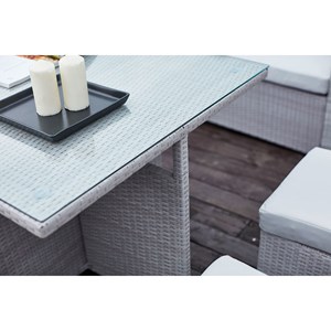 Fidji salon de jardin encastrable 10 places en résine gris-gris
