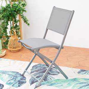 Molvina - lot de 4 chaises salon de jardin gris clair