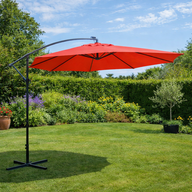 Solenzara parasol terracotta droit carré 3 x 3 m led