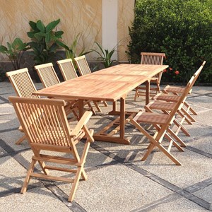 Kajang - salon de jardin extensible avec table rectangle 10 places en teck
