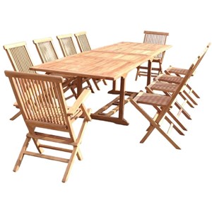 Kajang salon de jardin teck 12 places table rectangulaire 8 chaises 2 fauteuils