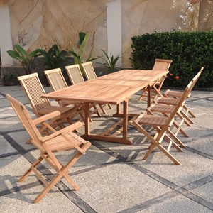 Kajang salon de jardin teck 12 places table rectangulaire 8 chaises 2 fauteuils