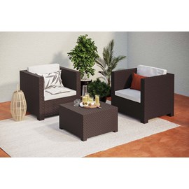 Ankara salon de jardin 2 places effet résine tressée marron