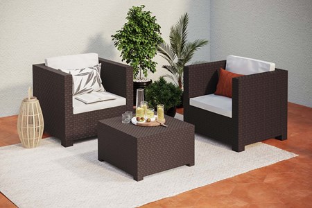 Ankara salon de jardin 2 places effet résine tressée marron