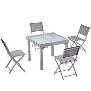 Molvina table de jardin extensible 8 places et 4 chaises