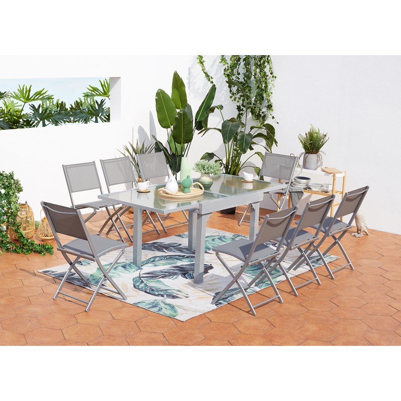 Molvina table de jardin extensible 8 places et 8 chaises