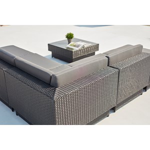 Amorgos salon de jardin d'angle 5 places en résine tressée gris