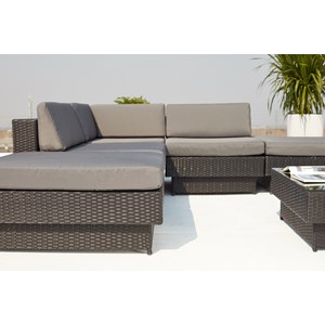 Amorgos salon de jardin d'angle 5 places en résine tressée gris