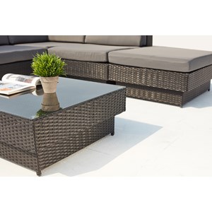 Amorgos salon de jardin d'angle 5 places en résine tressée gris