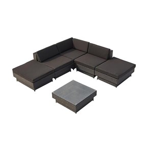 Amorgos salon de jardin d'angle 5 places en résine tressée noir