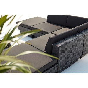 Amorgos salon de jardin d'angle 5 places en résine tressée noir