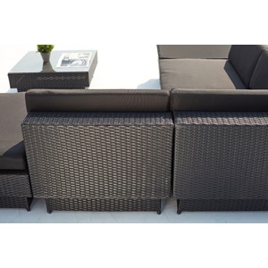 Amorgos salon de jardin d'angle 5 places en résine tressée noir