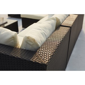 Salento salon de jardin 8 places en résine tressée noir et blanc
