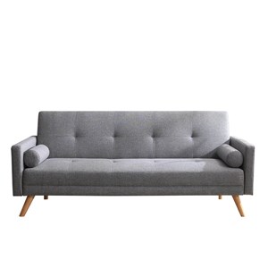 Wooden canapé convertible 3 places en tissu gris