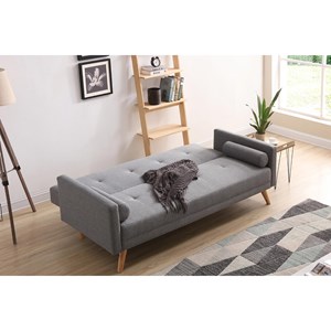 Wooden canapé convertible 3 places en tissu gris