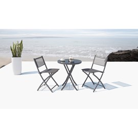 Colisée salon de balcon 2 places en acier inoxydable gris