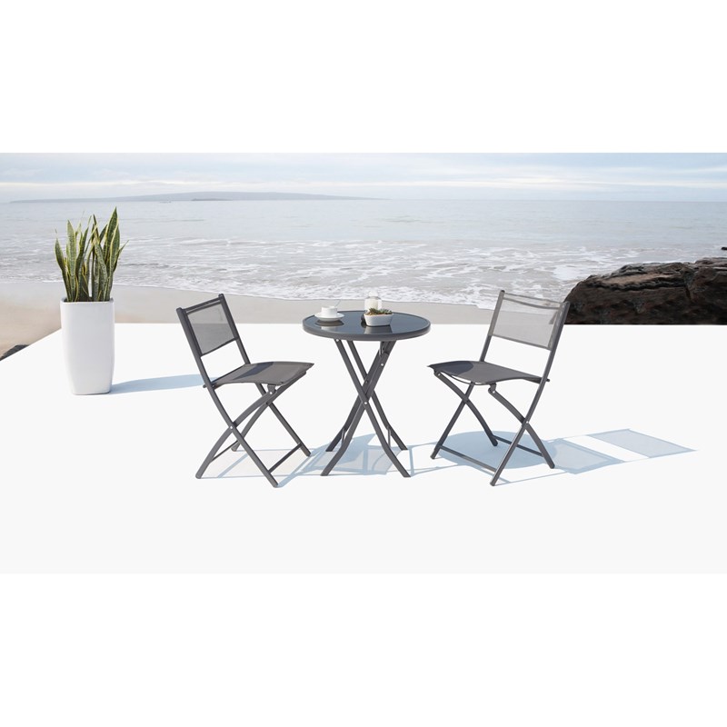 Colisée salon de balcon 2 places en acier inoxydable gris