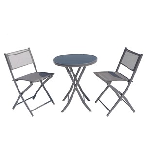 Colisée salon de balcon 2 places en acier inoxydable gris