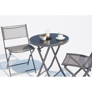 Colisée salon de balcon 2 places en acier inoxydable gris
