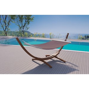 Lagoa chocolat : hamac bois sur support 3,15 m - 1 personne - toile poly-coton