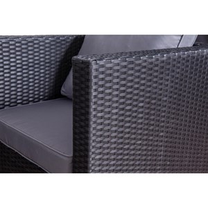 Nevala noir et gris: salon de jardin 6 places en résine tressée