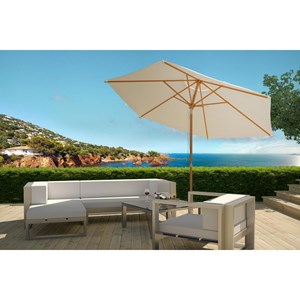 Cancun parasol droit et inclinable en bois diamètre 3m écru