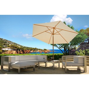 Cancun parasol droit et inclinable en bois diamètre 3m écru