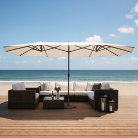 Venice parasol double 2,7 x 4,6 m écru