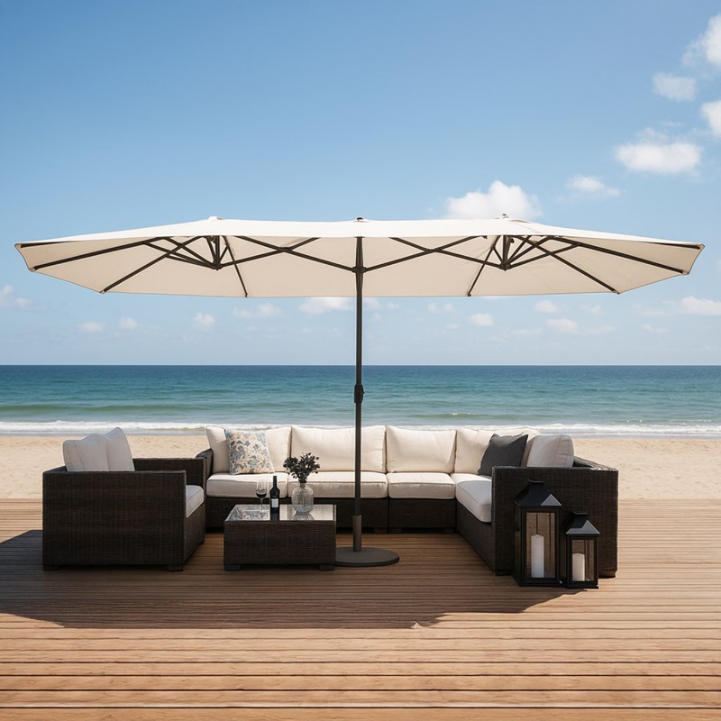 Venice parasol double 2,7 x 4,6 m écru