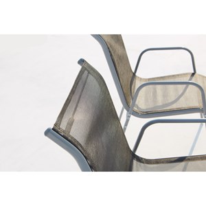 Lusiana table de jardin et 6 chaises en acier et toile pvc gris