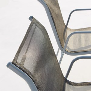 Lusiana table de jardin et 8 chaises en acier et toile pvc gris