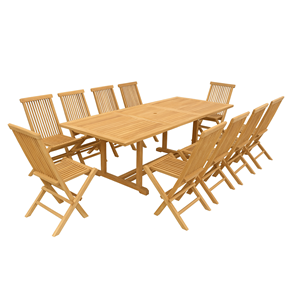 Kajang table rectangulaire + 10 chaises