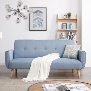 Berlin canapé scandinave convertible 3 places en tissu bleu