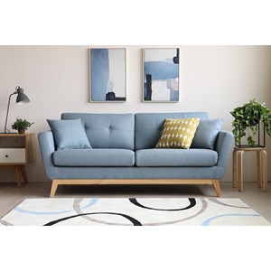 Hoga canapé scandinave 3 places en tissu bleu pastel