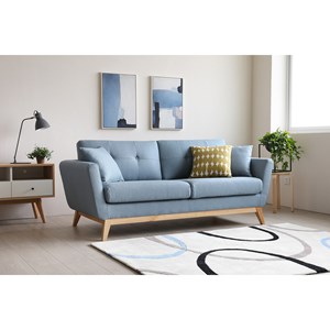 Hoga canapé scandinave 3 places en tissu bleu pastel