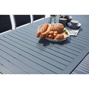 Arezzo table de jardin extensible et 10 chaises alu-toile pvc gris