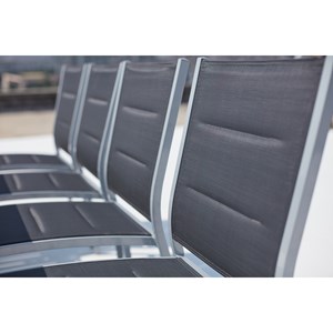 Arezzo table de jardin extensible et 10 chaises alu-toile pvc gris