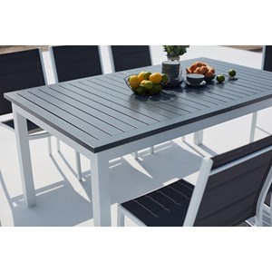 Arezzo table de jardin extensible et 8 chaises alu-toile pvc blanc